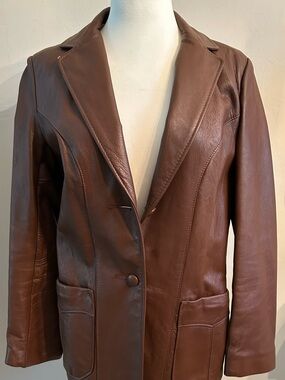Schott NYC Brown Leather Blazer Jacket